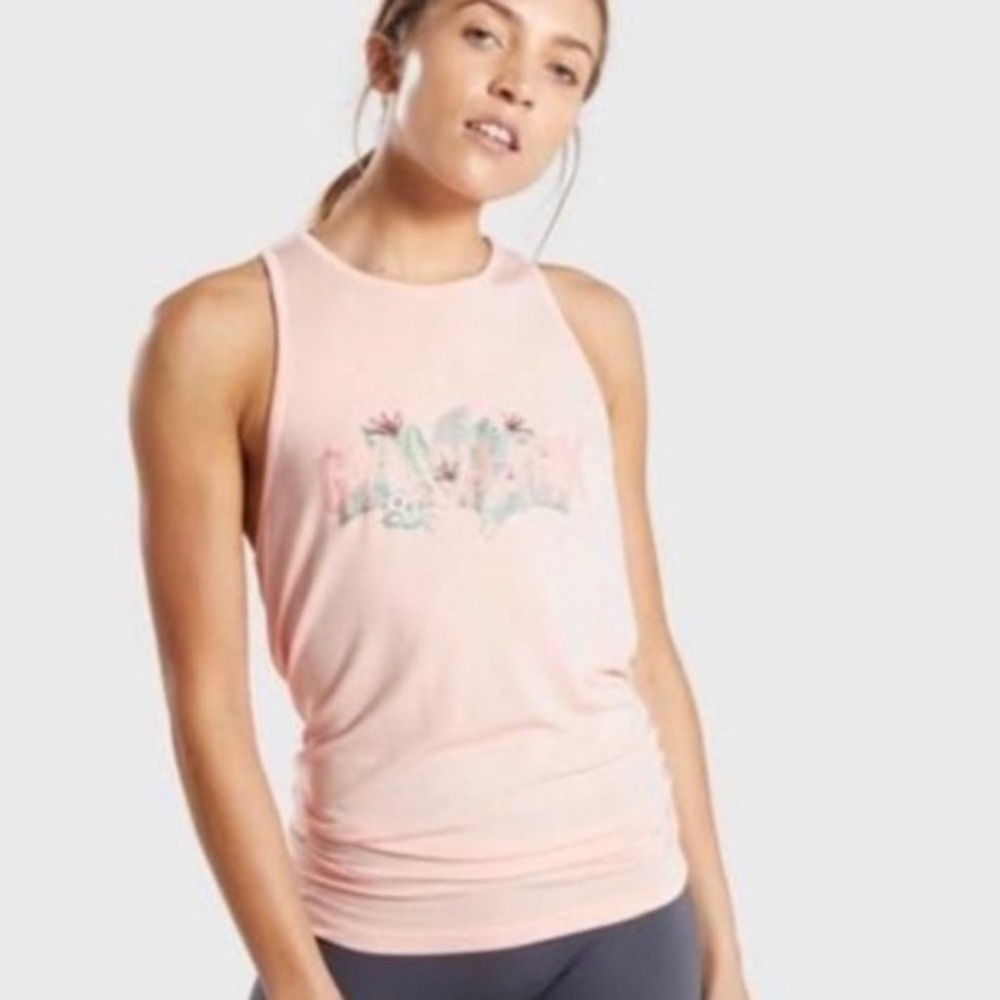 Gymshark Floral Embroidered Logo Tank Top